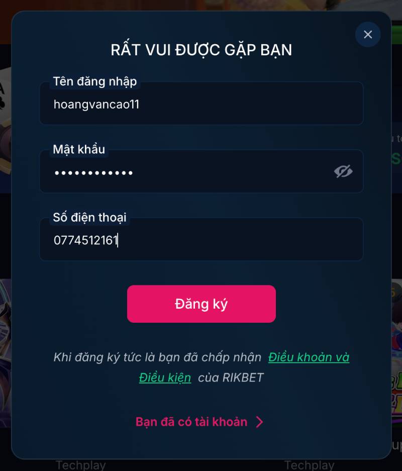 Bước 3: Điền thông tin cá nhân