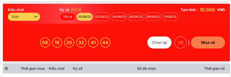 Chọn kỳ tham gia